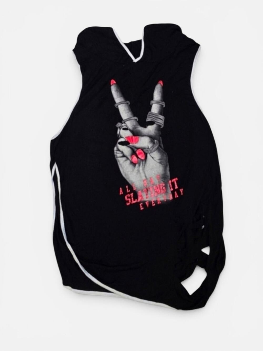 Glitz Y2K Grunge Distressed Black And Red Alt Graphic Tank Top‎ Small